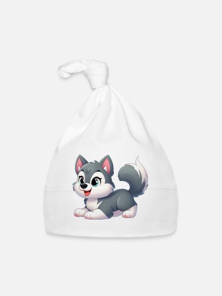 Wolf 15 - Baby Bio-Mütze - Weiß - Vorne