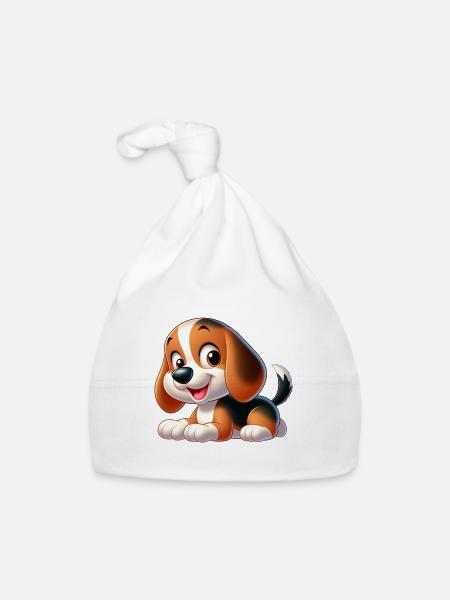Beagle 6 - Baby Bio-Mütze - Weiß - Vorne