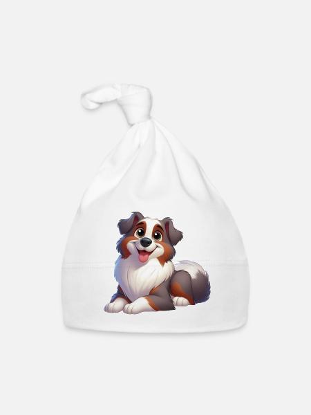 Australischer Schäferhund - Baby Bio-Mütze - Weiß - Vorne