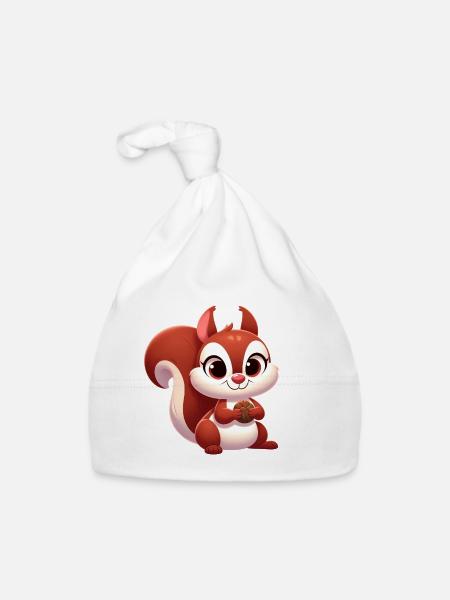 Squirrel 2 - Organic Baby Cap - white - Front