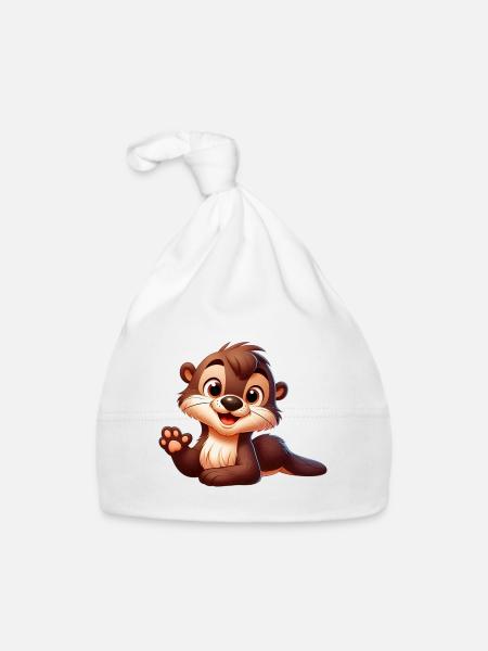 Otter 2 - Baby Bio-Mütze - Weiß - Vorne