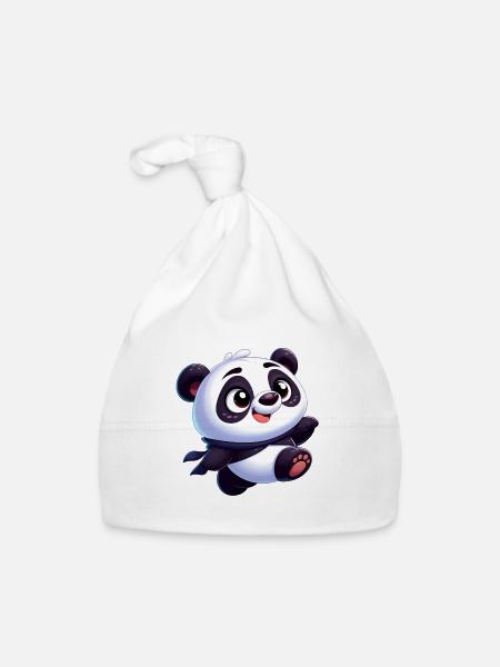 panda 4 - Bonnet bio Bébé - blanc - Devant