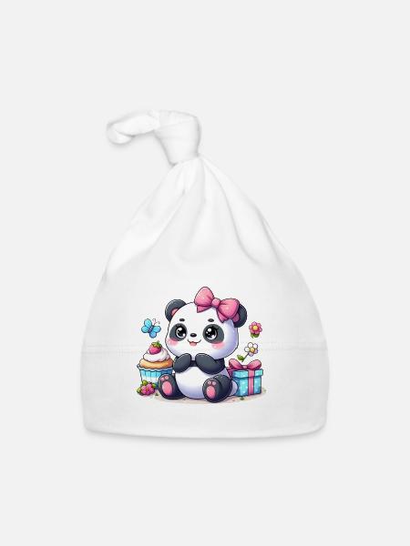 Panda 7 - Baby Bio-Mütze - Weiß - Vorne