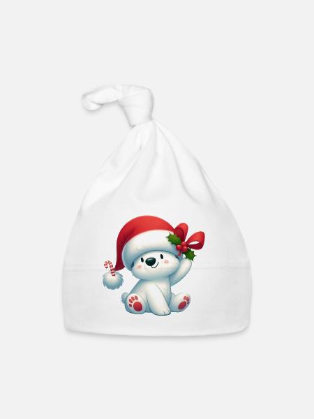 Polar Bear 1 - Organic Baby Cap - white - Front