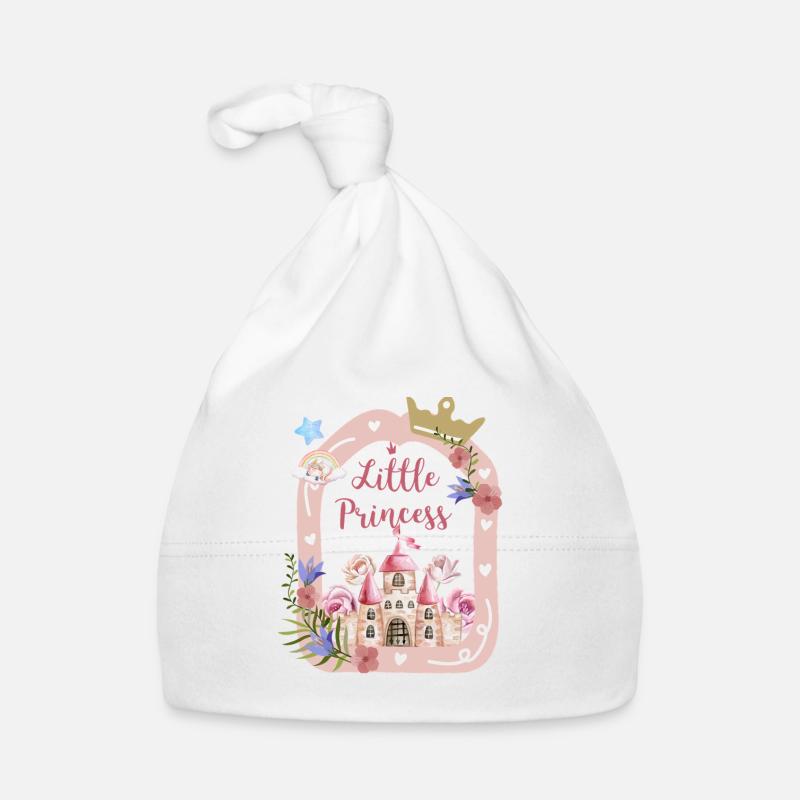 Château de la princesse et roses - Bonnet bio Bébé - blanc