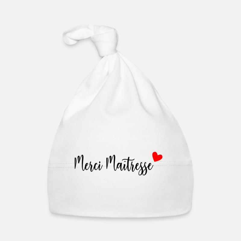 MAÎTRESSE. MERCI. MERCI MAÎTRESSE - Bonnet bio Bébé - blanc