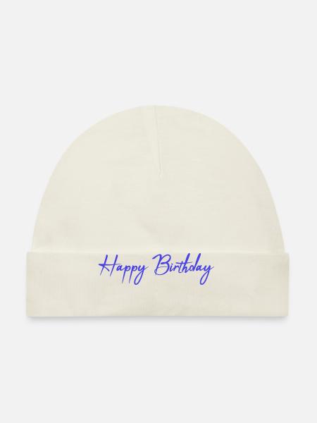 ALLES GUTE ZUM GEBURTSTAG. ALLES GUTE ZUM GEBURTSTAG. JAHRESTAG. - Baby Bio-Mütze - Weiß - Vorne