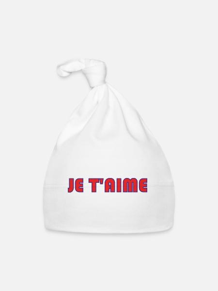 LOVE. COUPLE. JUST MARRIED. EVJF. SAINT VALENTIN. - Bonnet bio Bébé - blanc - Devant