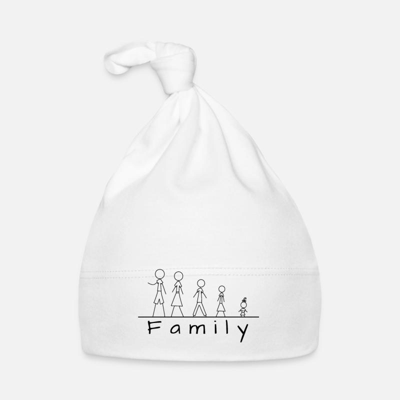 Famille de figurines en bâton - Bonnet bio Bébé - blanc