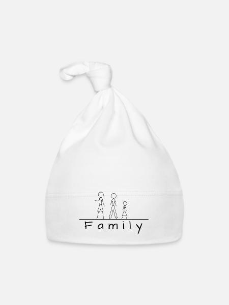Famille de figurines en bâton - Bonnet bio Bébé - blanc - Devant