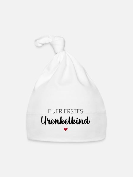 Euer erstes Urenkelkind / Ihr werden Urgroßeltern - Baby Bio-Mütze - Weiß - Vorne