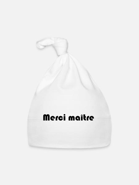 MAÎTRE. MERCI. MERCI MAÎTRE. MAITRE. CADEAU MAÎTRE - Bonnet bio Bébé - blanc - Devant
