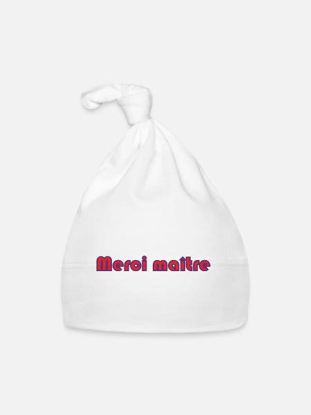 MAÎTRE. MERCI. MERCI MAÎTRE. MAITRE. CADEAU MAÎTRE - Bonnet bio Bébé - blanc - Devant