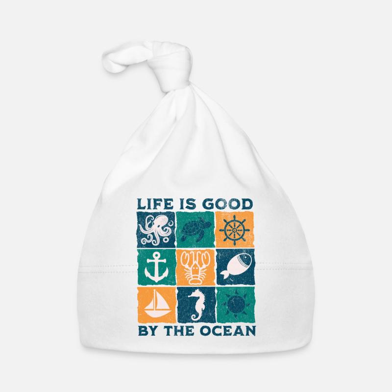 Life is good by the ocean blc Organic Baby Cap