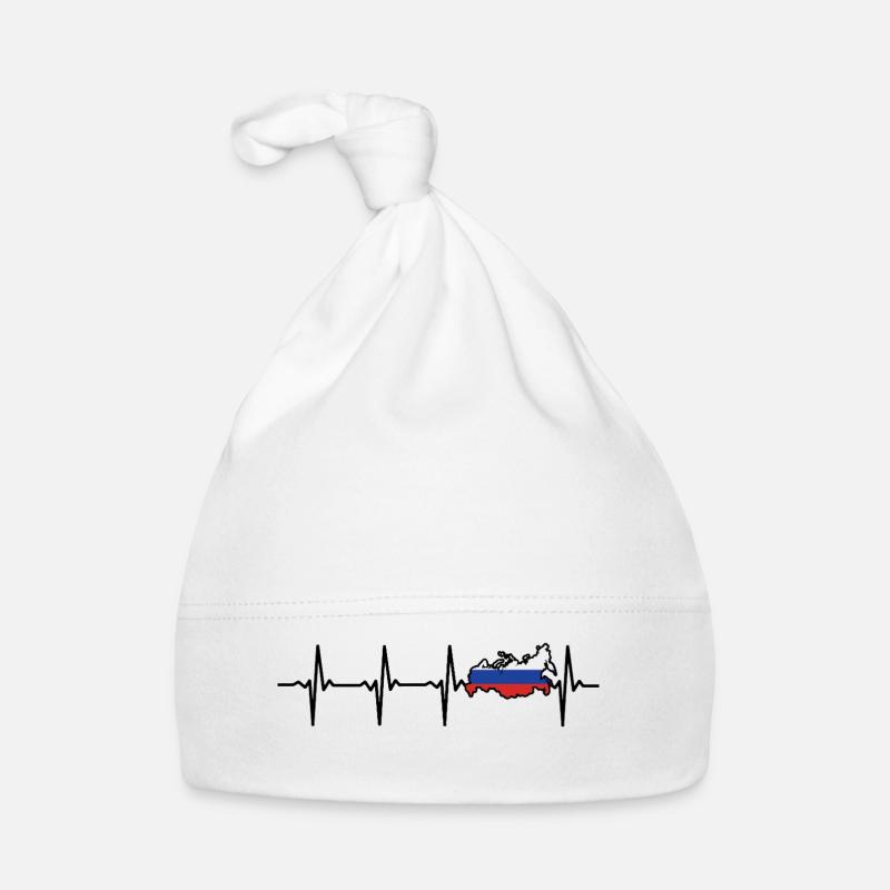 Heartbeat Russia Map Gift pour les Russes Bonnet bio Bébé