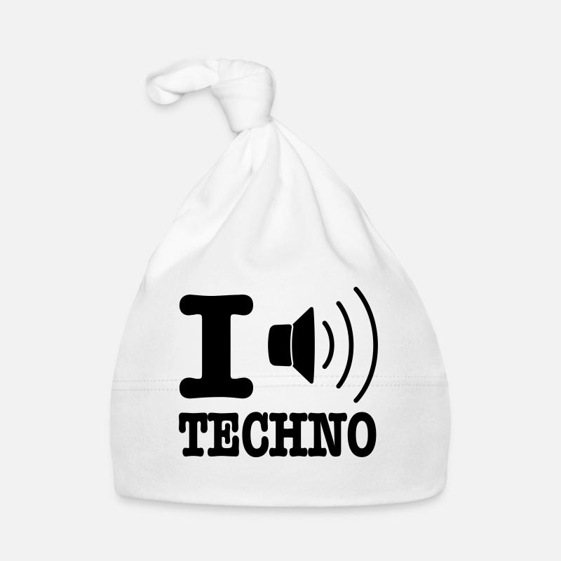 I love techno / I speaker techno - Baby Bio-Mütze - Weiß