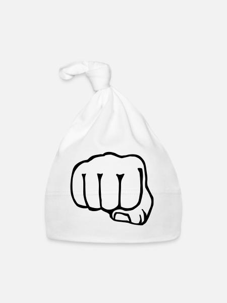 frère poing - boîte - Bonnet bio Bébé - blanc - Devant