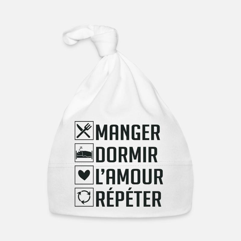 Manger, Dormir, L'amour, Répéter Bonnet bio Bébé