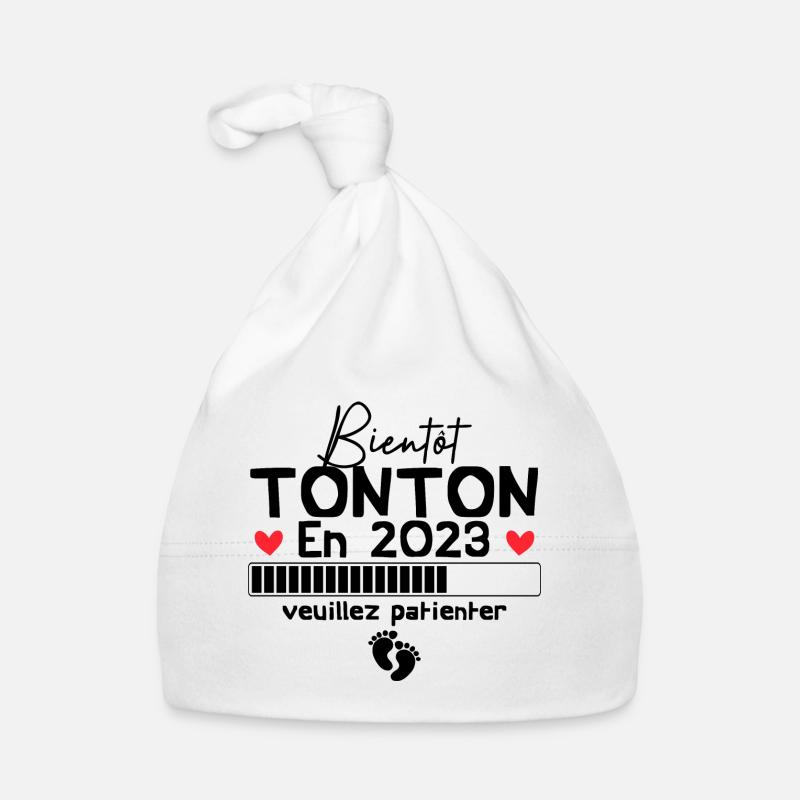 Bientôt tonton en 2023, Cadeau naissance Bonnet bio Bébé