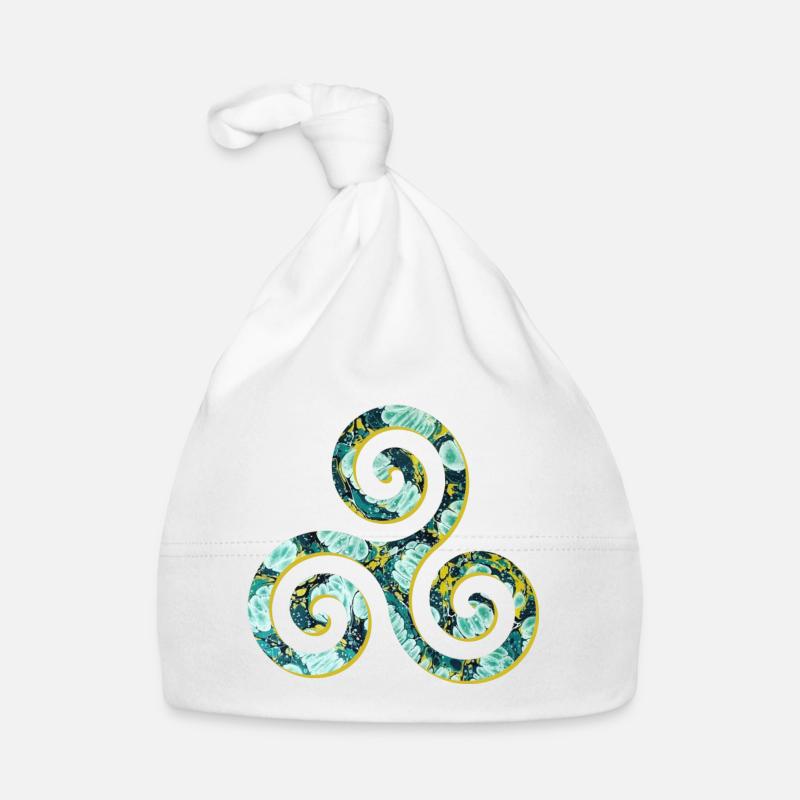 symbole celtique 1 triskele e 241 - Bonnet bio Bébé - blanc