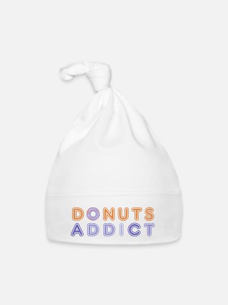 Donuts addict purple - Bonnet bio Bébé - blanc - Devant