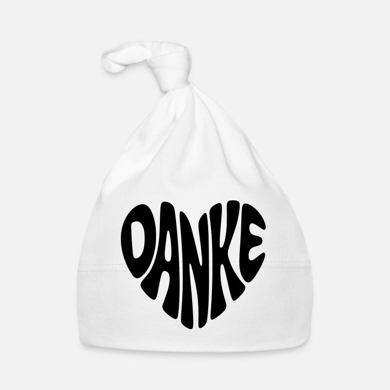 Danke - Herzform - Herz Form - Danke sagen - Baby Bio-Mütze - Weiß