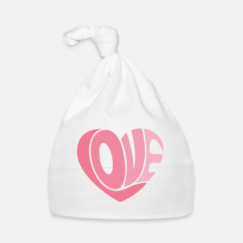Pink Love Heart Organic Baby Cap