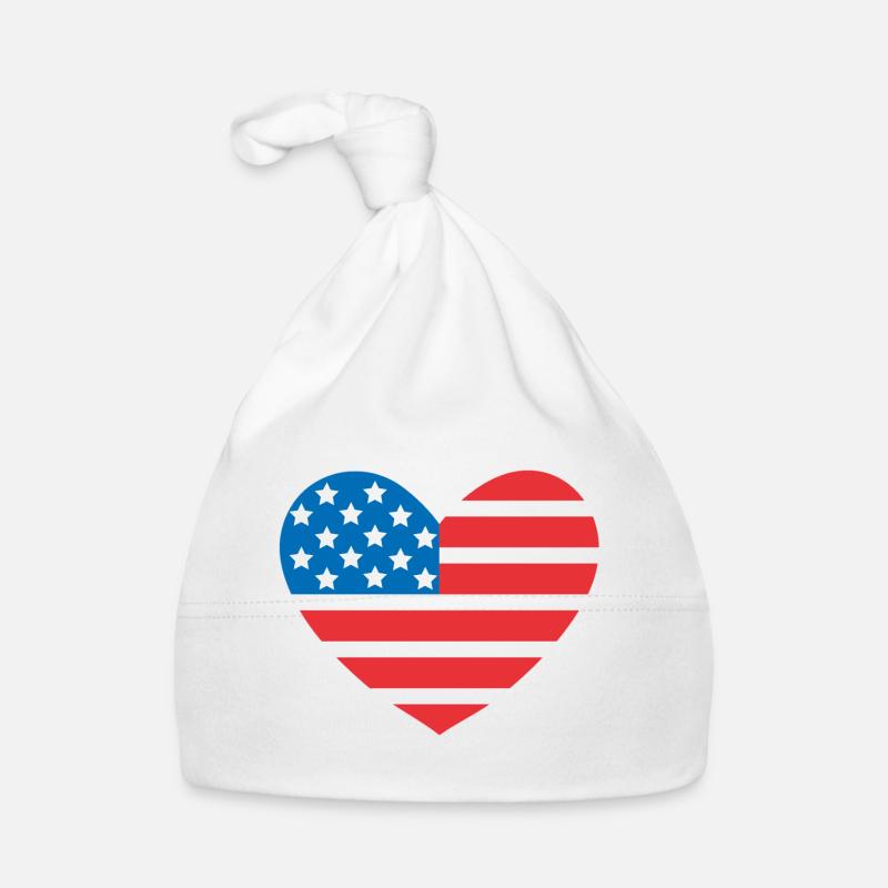 Drapeau des États-Unis en forme de cœur Bonnet bio Bébé