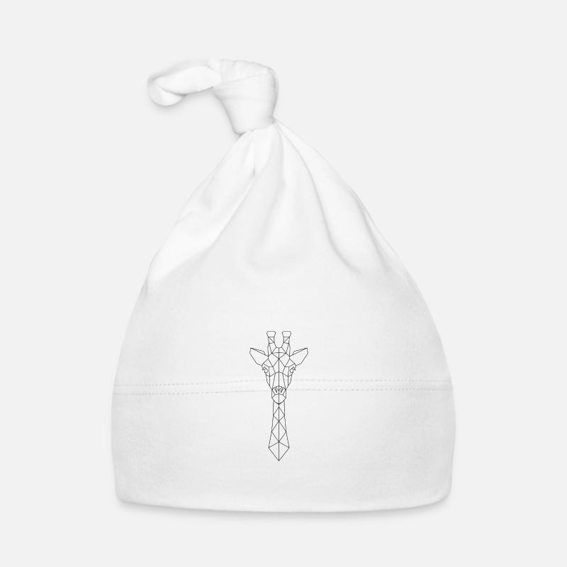 Girafe géométrique noir - Bonnet bio Bébé - blanc