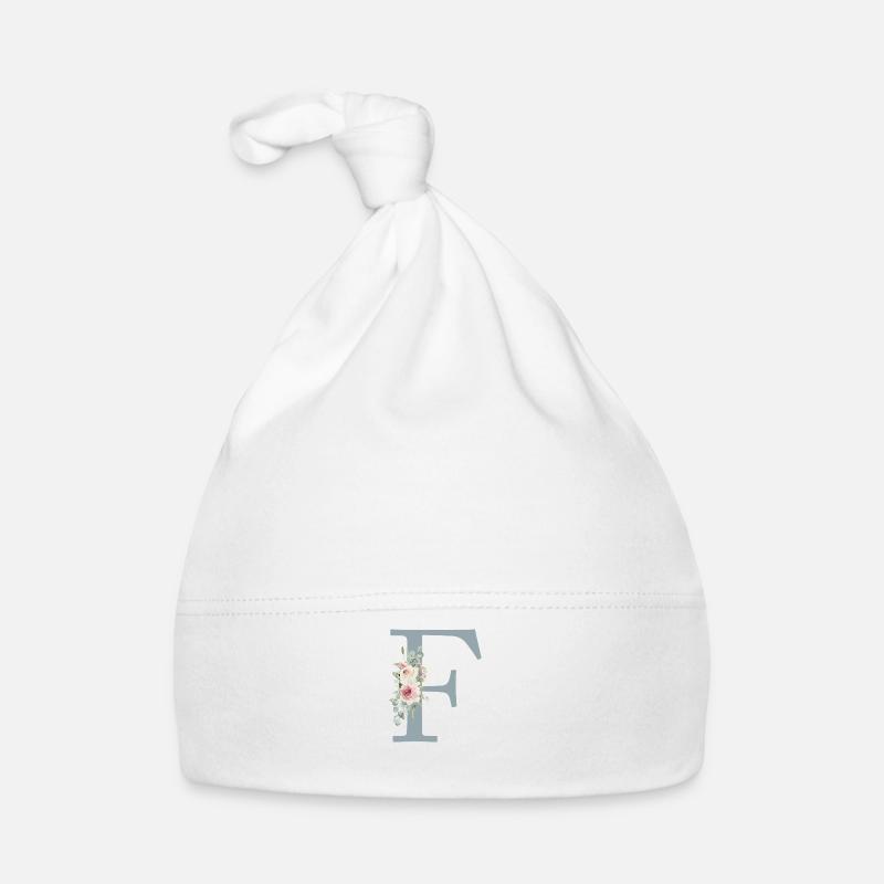 F| Monogram | Eucalyptus Pastel Flower Blue Organic Baby Cap