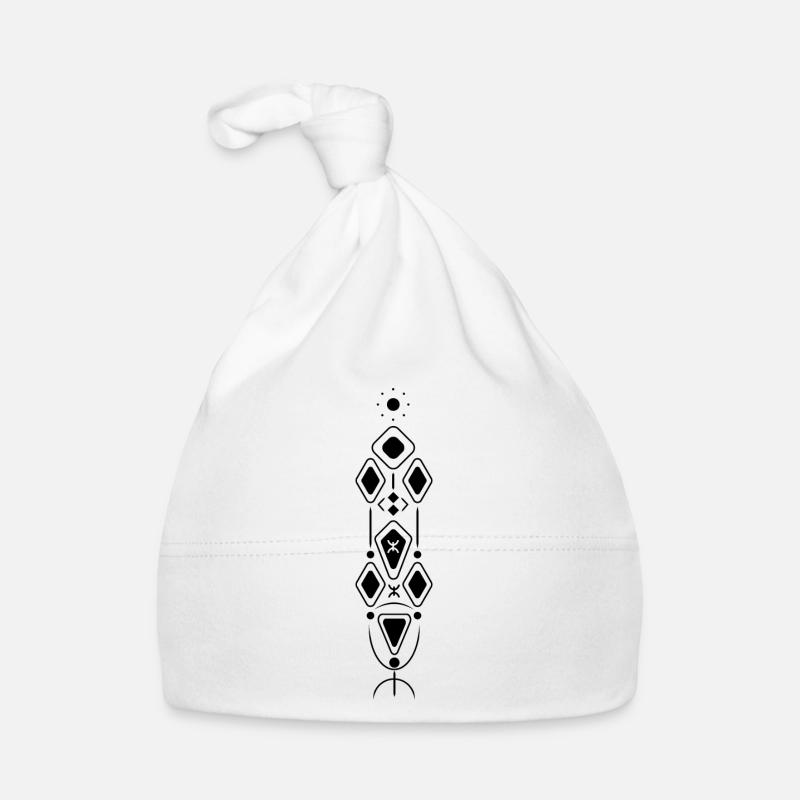 Berber Pattern 2023 Black - Organic Baby Cap - white