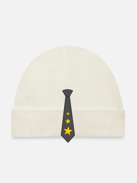Cravate avec des étoiles - Bonnet bio Bébé - blanc - Devant