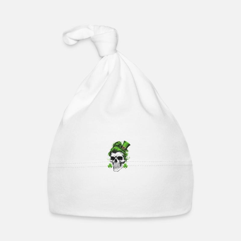 crâne de la Saint-Patrick avec des cheveux verts Bonnet bio Bébé