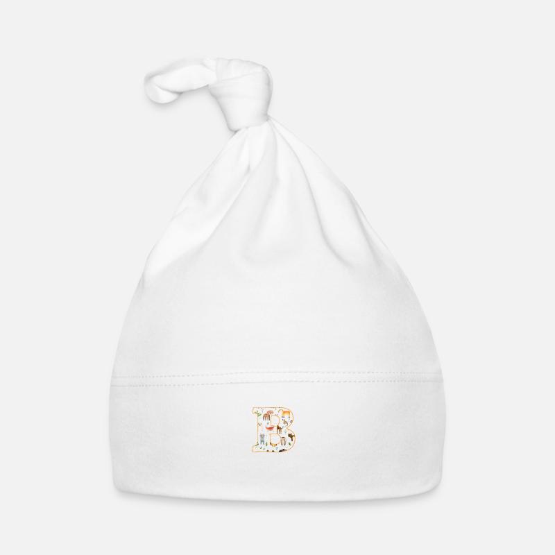 Letter B, Monogram, Animal Pattern Organic Baby Cap