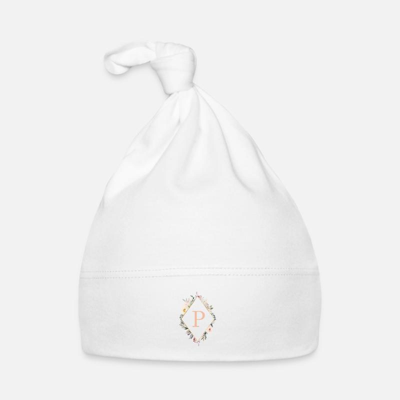 P Monogramm , Floral, Boho Baby Bio-Mütze