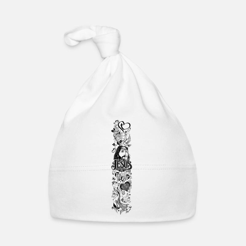 Sleeve design – Jesus ethnic style black Organic Baby Cap
