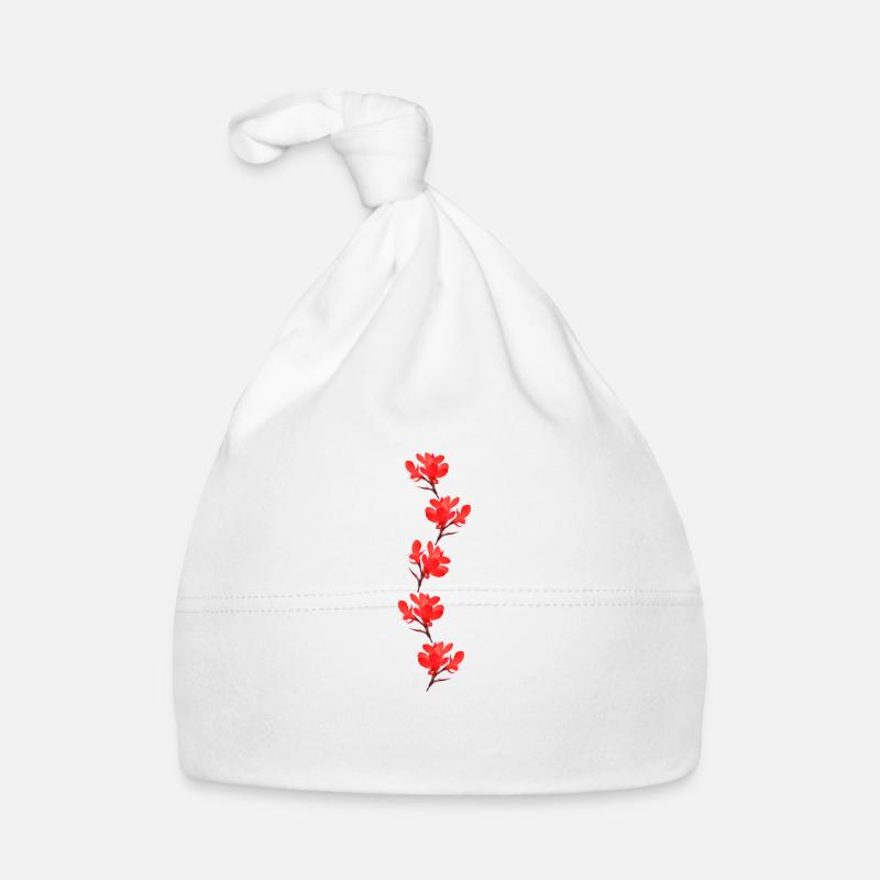 fleurs rouges Bonnet bio Bébé