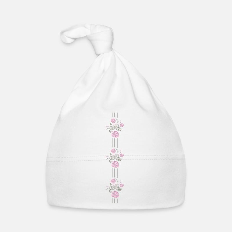 Bordure avec roses stylisées Bonnet bio Bébé
