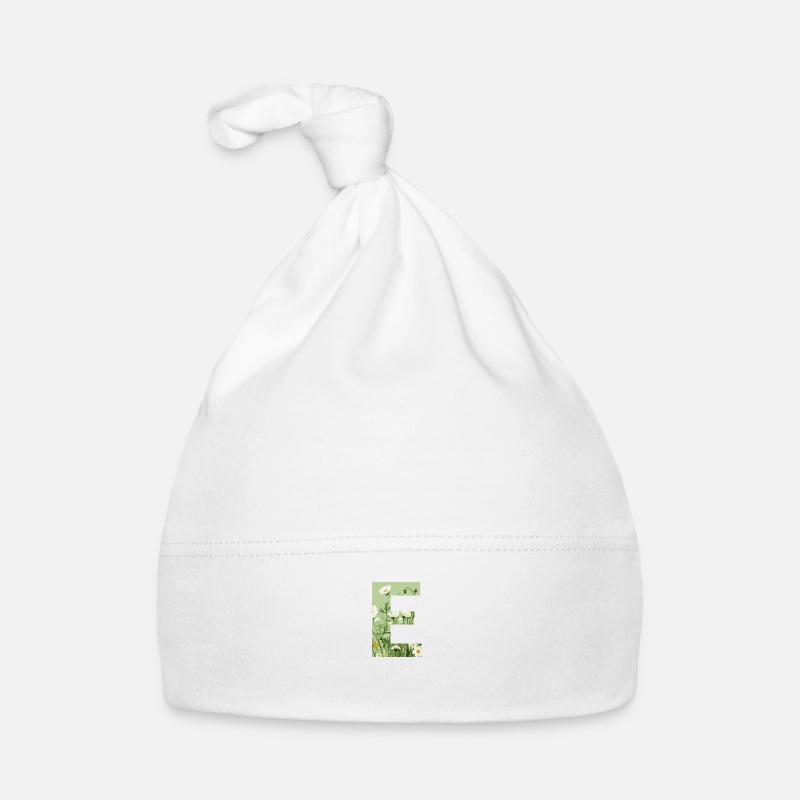 Letter E, Monogram, Floral Pattern Organic Baby Cap