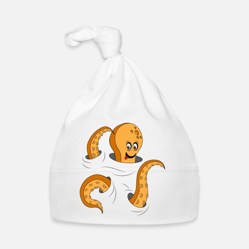 Cute curious octopus Organic Baby Cap