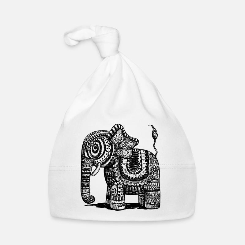 Power Elefant Mit Muster I Indien I Geschenk Ethno Baby Bio-Mütze