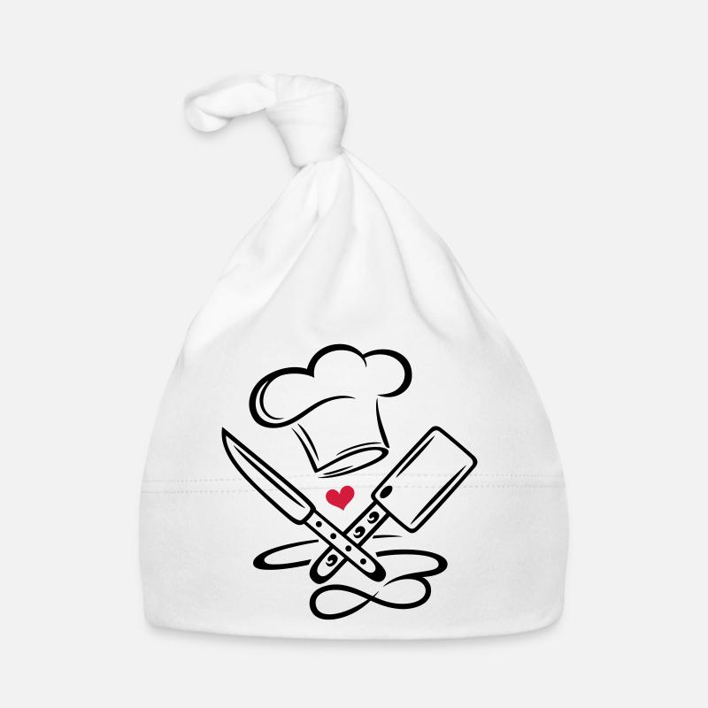 Cooking chef's hat chef cook knife infinity icon - Organic Baby Cap - white
