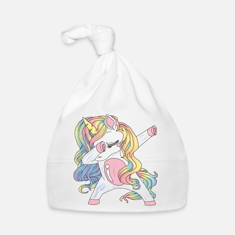 Dabbing Einhorn Geschenk - Baby Bio-Mütze - Weiß