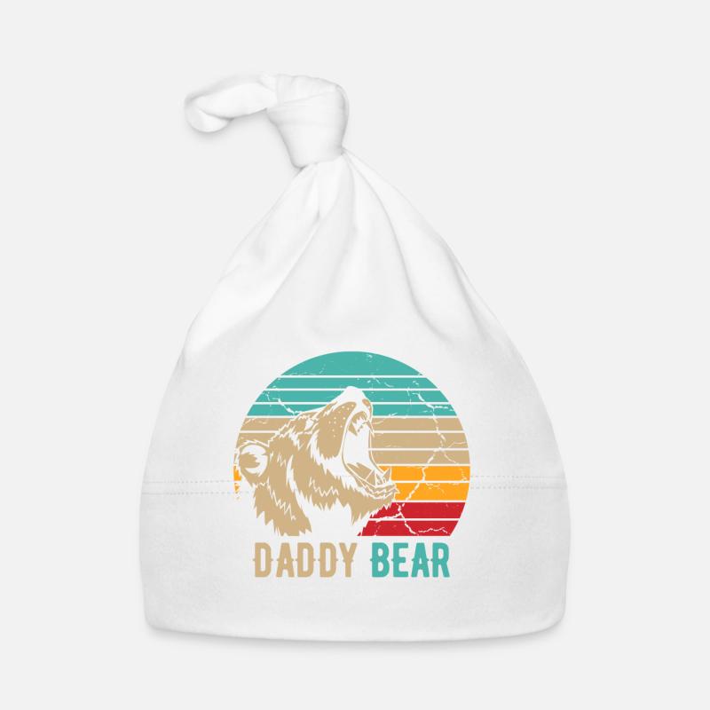 Daddy Bear - Organic Baby Cap - white