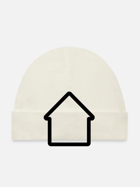Minimales Hausumriss-Icon für Haus und Eigentum - Baby Bio-Mütze - Weiß - Vorne