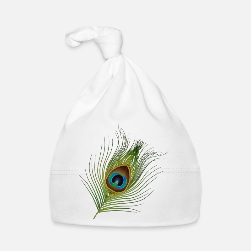 hand-drawn peacock feather Organic Baby Cap