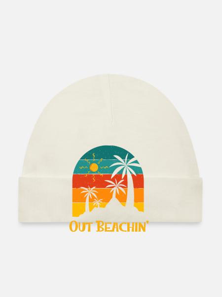 Out Beachin' Beach Été Océan Tropical Famille - Bonnet bio Bébé - blanc - Devant