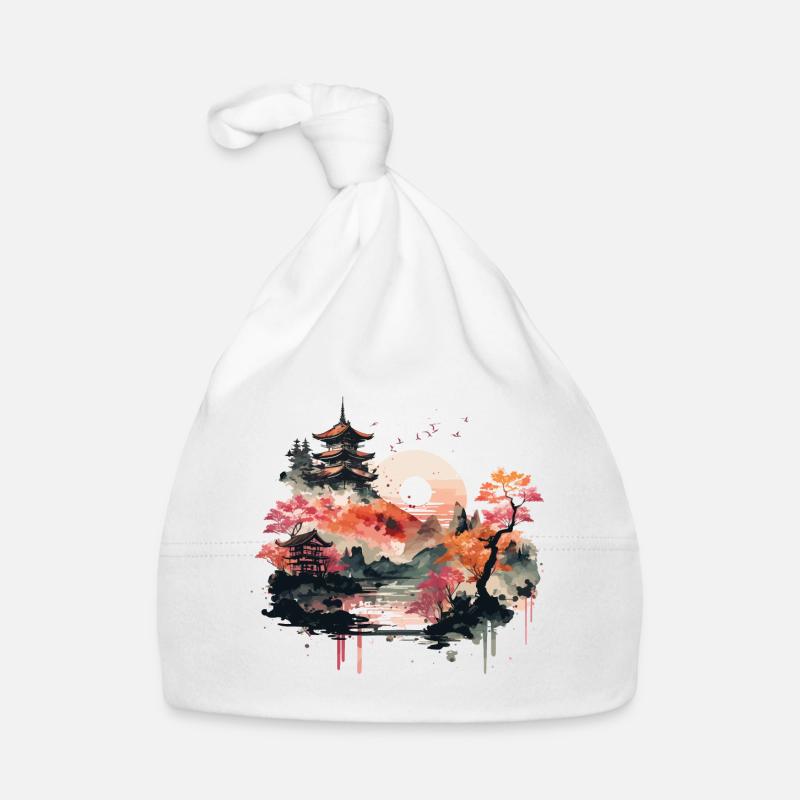 Holzschnittlandschaft Baby Bio-Mütze