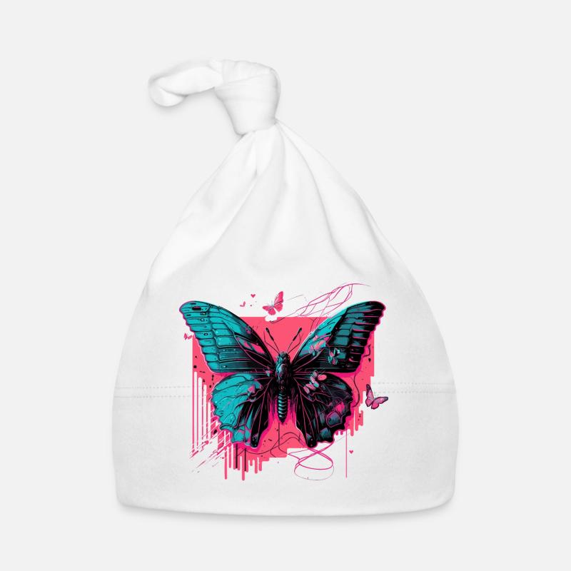 Butterfly in Technicolor Glow Organic Baby Cap
