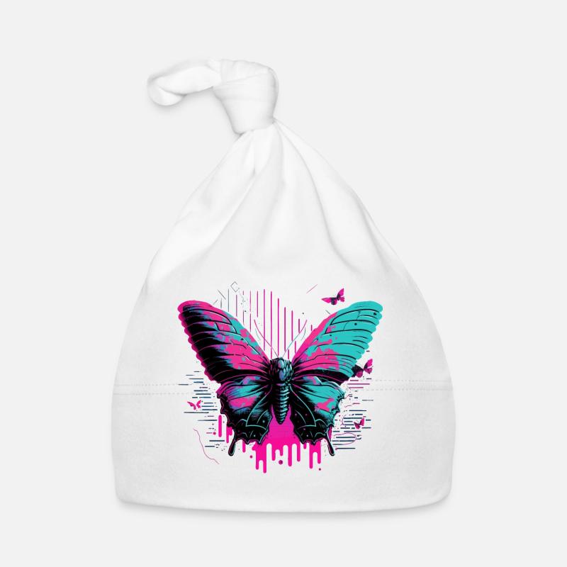 Papillon peint Vaporwave Bonnet bio Bébé